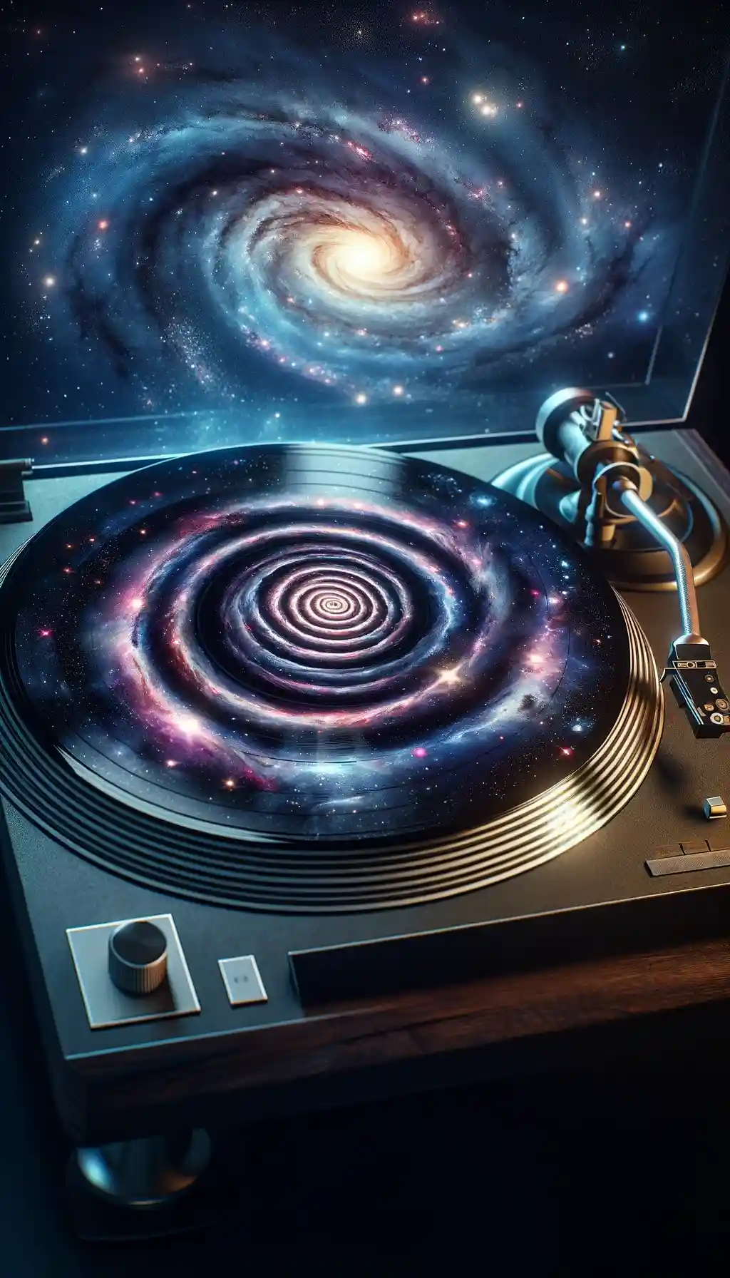 Vinyl record with cosmic pattern