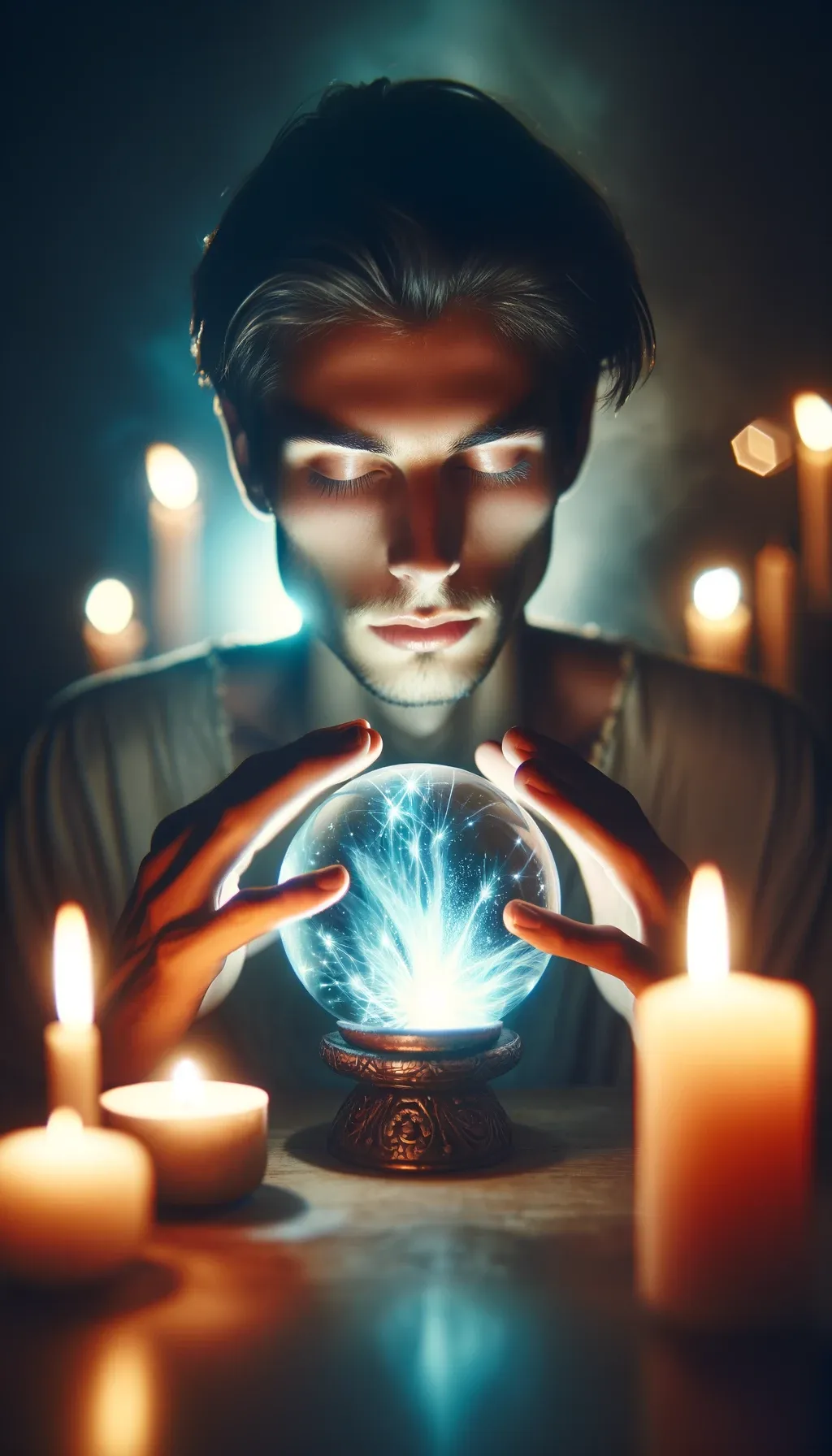 A person harnessing energy from a crystal ball.