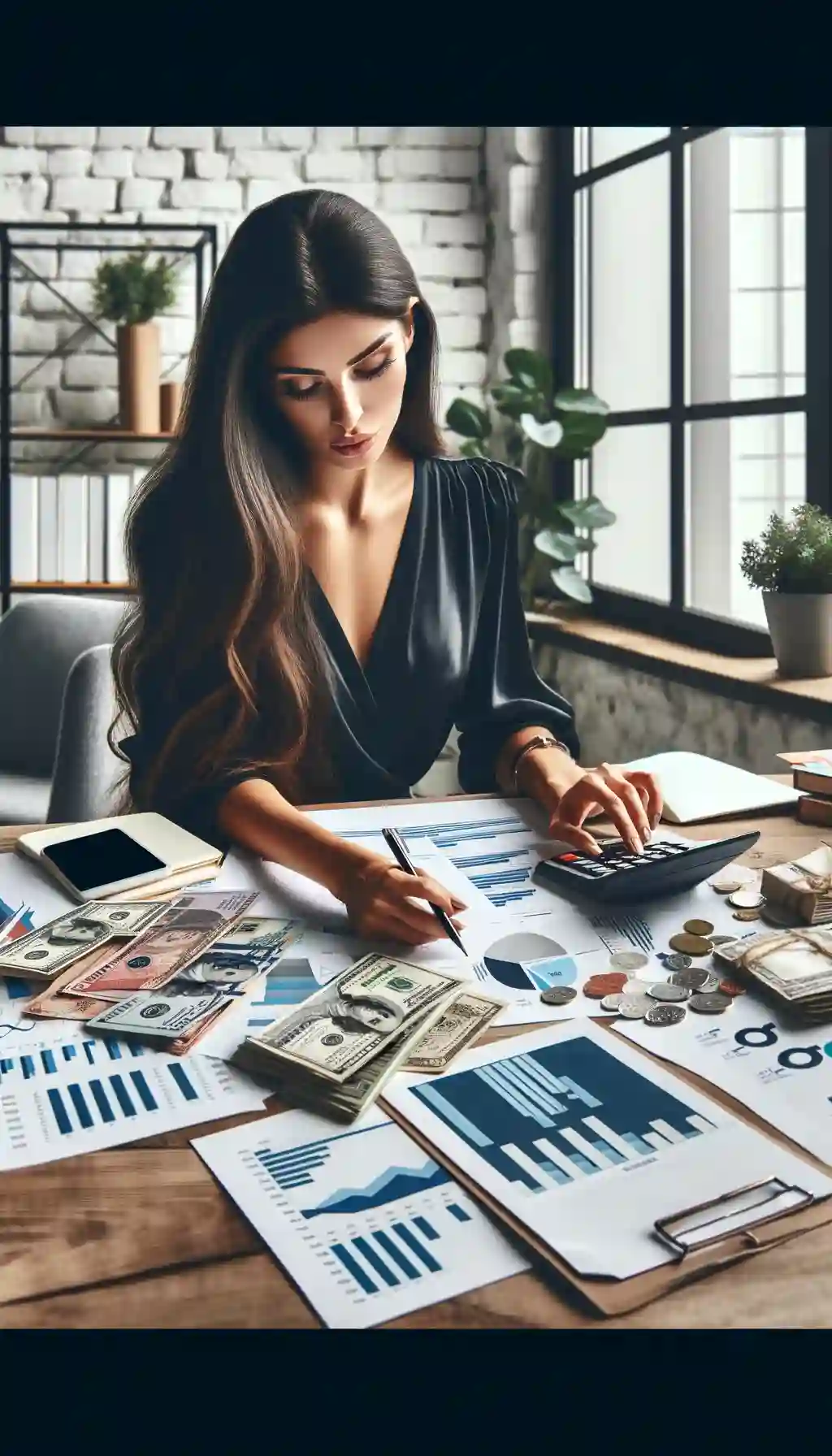 Woman analyzing stock market trends
