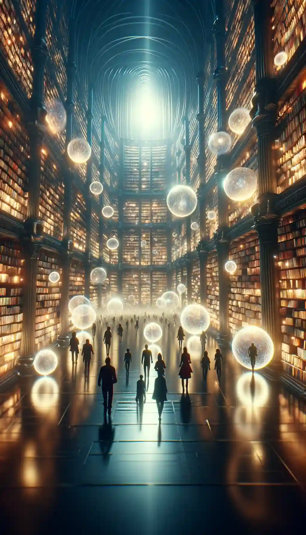 A library glowing with orbs of knowledge.