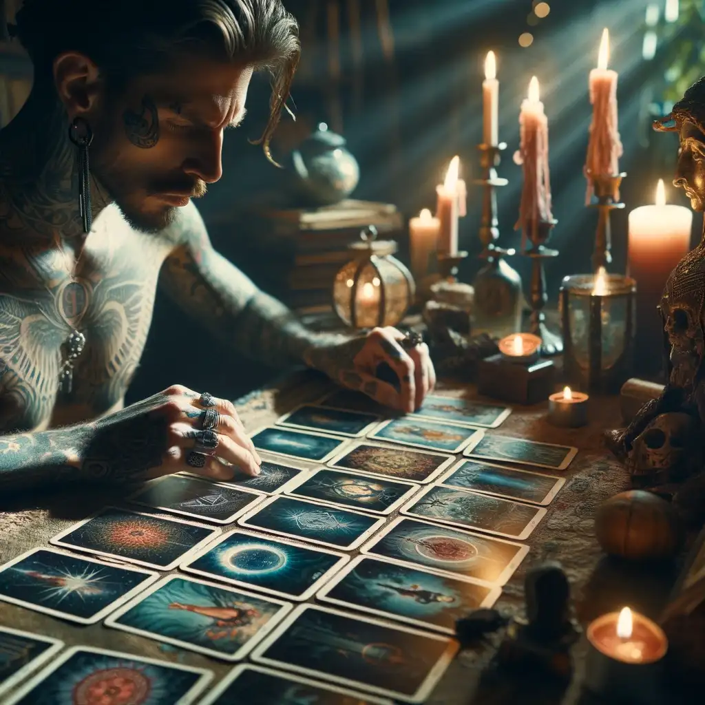 A focused tarot reading in progress.