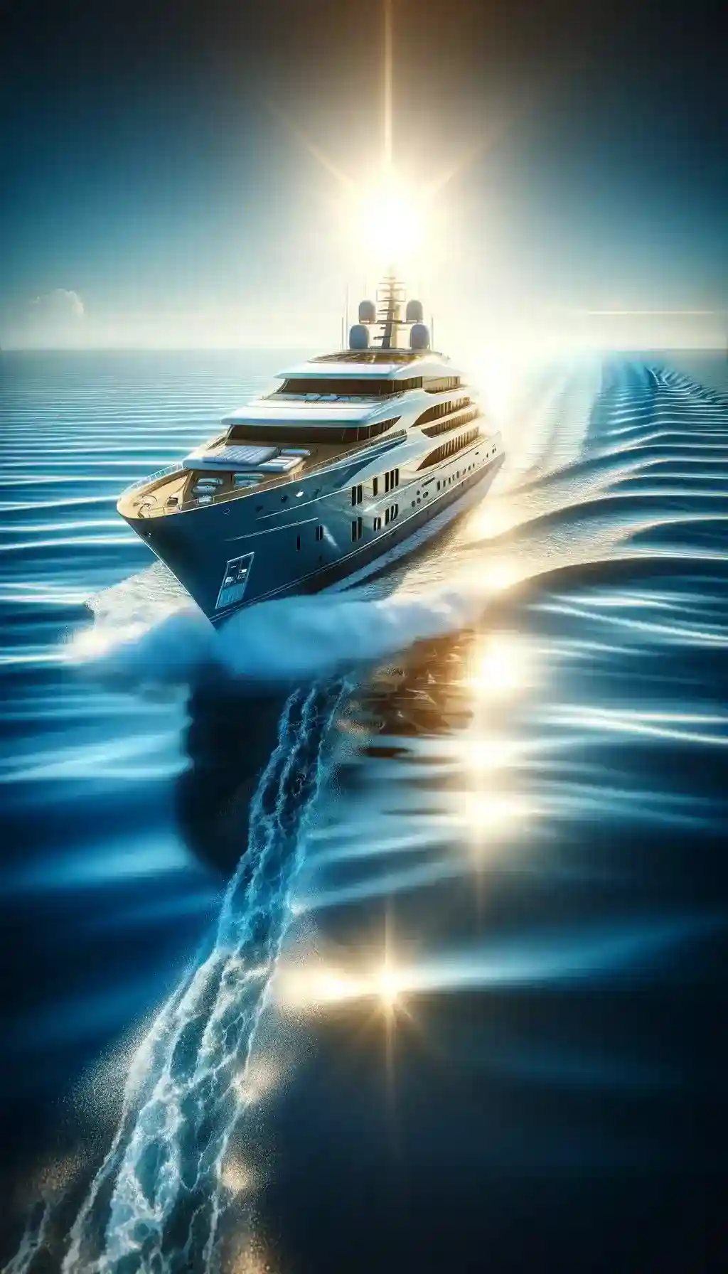 A luxury yacht cruises through crystal-clear waters, reflecting an opulent lifestyle and the manifestation of wealth and success.